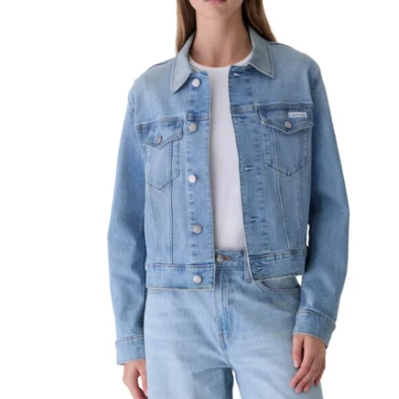 Calvin Klein Women's Classic Trucker Denim Jacket Light Blue Size XL - Picture 1 of 8